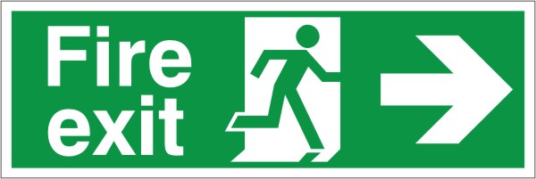 Fire Exit Sign Arrow Right 400mm x 150mm