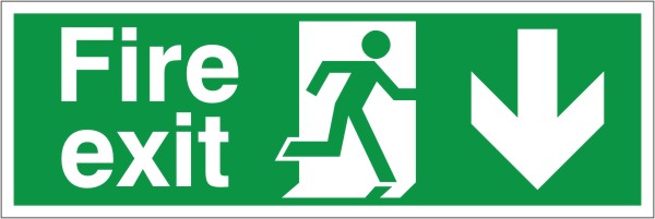 Fire Exit Sign Arrow Down 400mm x 150mm