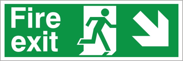 Fire Exit Sign Arrow Down Right 400mm x 150mm